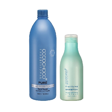 COCOCHOCO Pure Kuracja keratynowa 33.8 oz + Szampon oczyszczający 400ml/1000ml