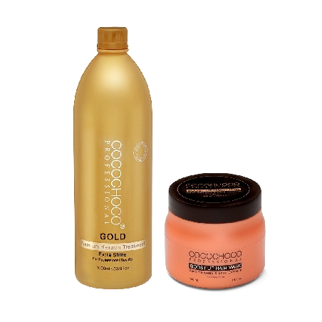 Cocochoco Złota Kuracja Keratynowa Gold 1000ml+maska Cocochoco 500m (do wyboru)-0