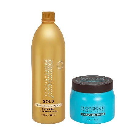 Cocochoco Złota Kuracja Keratynowa Gold 1000ml+maska Cocochoco 500m (do wyboru)-1